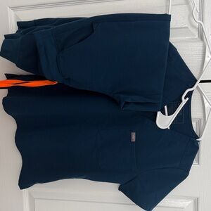 Figs Deep Blue Scrub Top